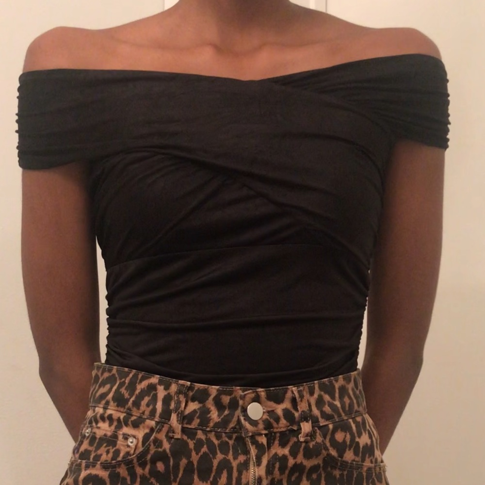 Black criss cross off the shoulder blouse